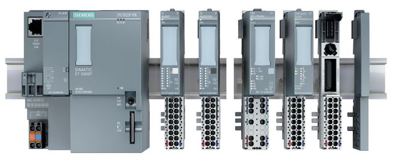 Flexibilität par excellence: Bis zu 64 Einzelmodule lassen sich in beliebiger Folge an die CPU anreihen. Derzeit gibt es die ET 200SP nur in Standardausführung. Anfang nächsten Jahres soll allerdings eine Safety-Variante folgen. (Siemens)