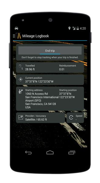 Strecken erfassen mit der Fahrtenbuch-App: automatisches GPS-Tracking der Fahrstrecken mit dem Firmen- oder Privatfahrzeug. (Flyacts GmbH)