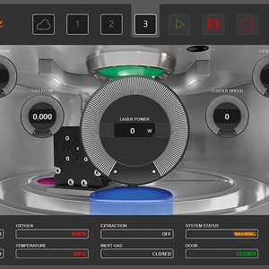 Das User Interface des ORL CREATOR hybrid, der 3D-Metall-Druck und Fräsbearbeitung kombiniert und an die Cloud Manufacturing Lösung von OR LASER angebunden werden kann. (Bild:  OR LASER)