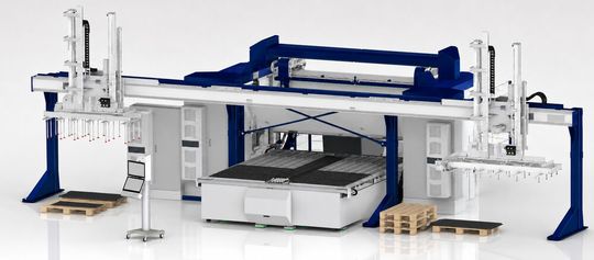 Schröder enables fully automated production of sheet-metal enclosures with the portal solution for the MAK 4 Evolution UD swivel bending machine.(Image:  Schröder Group)