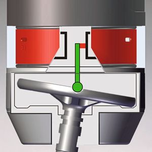 Im TC50 von Blum besteht das Messwerk aus einer ausgeklügelten Kombination aus Messteller und Ringnut, wodurch hochpräzise Messungen in allen Antastrichtungen garantiert sind.(Bild:  Blum-Novotest)