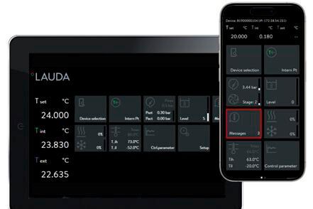 Die Lauda Command Professional App ermöglicht die digitale Steuerung von Temperiergeräten per Tablet, Smartphone oder Desktop. (Bild:  Lauda)