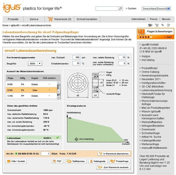 Ebenfalls neu ist der Online-Lebensdauerrechner für 