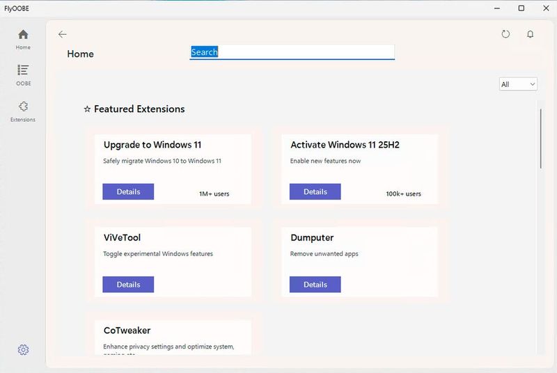 FlyOOBE lässt sich direkt starten, um Einstellungen für die Windows 11-Installation gesteuert wird. (Bild: Joos | FlyOOBE)