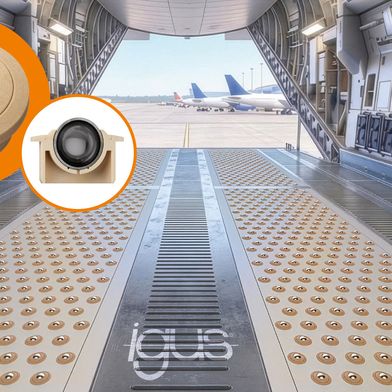 Leichter, wartungsärmer, FAA-konform: Die neuen xiros Hohlkugelrollen ermöglichen eine deutliche Gewichtsreduzierung in Frachtflugzeugen bei hoher Tragfähigkeit. (Bild: Igus)