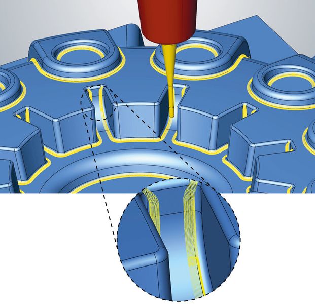 New 3D strategies for even more reliable and efficient machining of rest material areas. (Source: Open Mind)