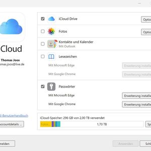 Mit iCloud für Windows können Daten aus iCloud direkt mit Windows synchronisiert werden.(Bild:  Joos – Apple)