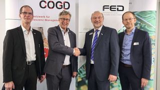 Kooperation (v.l): Axel Wagner (stellv. Vorstandsvorsitzender COGD); Dr. Wolfgang Heinbach, (Vorstandsvorsitzender COGD); Dieter Müller (Vorstandsvorsitzender FED); Christoph Bornhorn (Geschäftsführer FED) (Bild: COGD)
