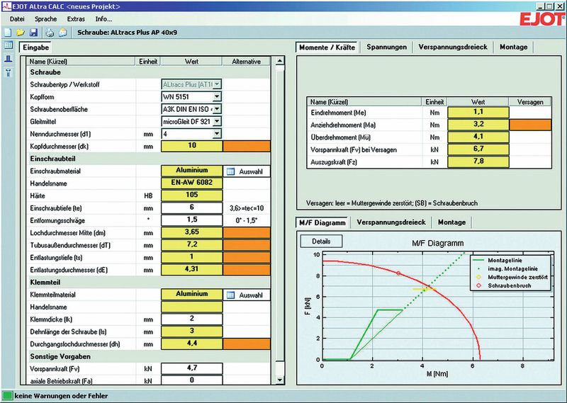 Für den Konstrukteur und Entwickler: die Prognoseprogramme für die Vorauslegung von Direktverschraubungen. (Bild: Ejot)