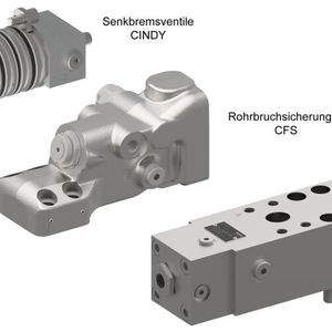 Das Sicherheitsventil-Portfolio von Bucher Hydraulics umfasst Senkbremsventile,  Rohrbruchsicherungen und neu auch Winden-Senkbremsventile. (Bild:  Bucher Hydraulics)