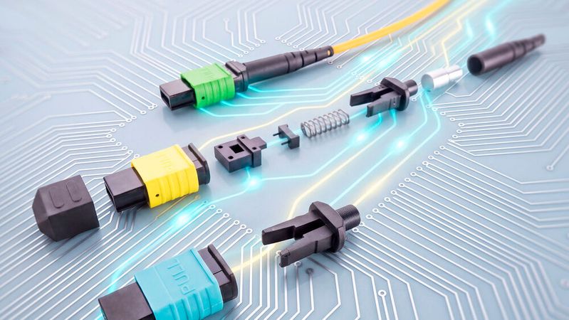 Ultrason (PSU, PESU, PPSU) eignet sich für E&E Bauteile in der Elektromobilität oder in der KI-Infrastruktur, z.B. Steckverbinder für Glasfaserkabel.(Bild:  BASF)