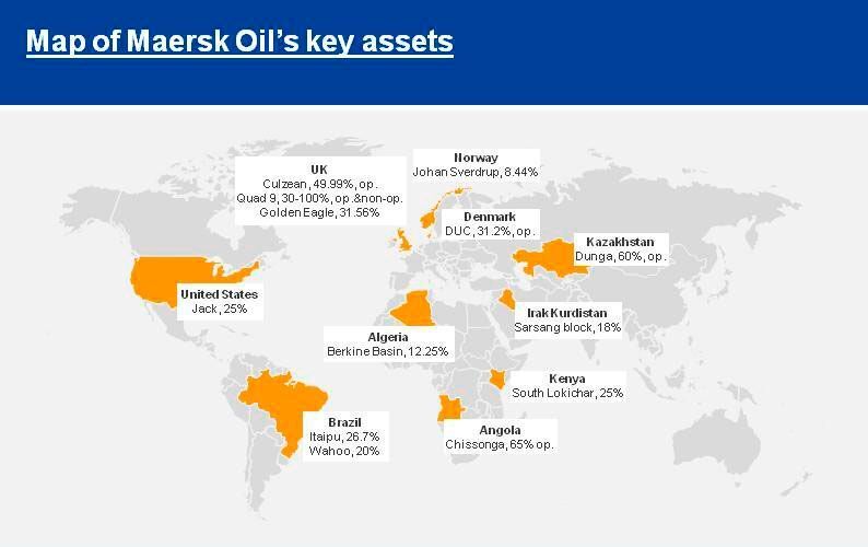 Map of Maerks Oil's key assets (Total)