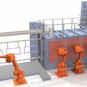 Aufgrund der Modulbauweise lassen sich beliebig viele Roboter für die Werkstückübergabe in die Anlagekonzeption integrieren.
