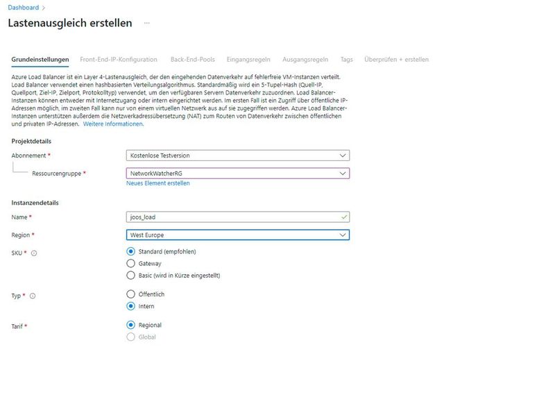Erstellen eines Load-Balancers in Azure. (Bild: Joos - Microsoft)