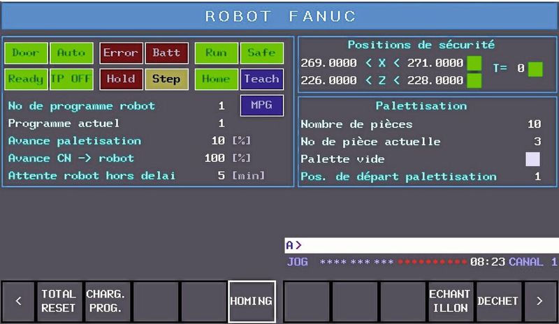 Fig. 2) Interface utilisateur intuitif spécifique au paramétrage du robot. (Source : Schaublin Machines SA)
