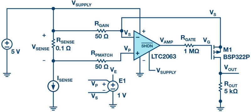 Bild 2: Typisches Beispiel einer High-Side-Strommesssimulation. (ADI)