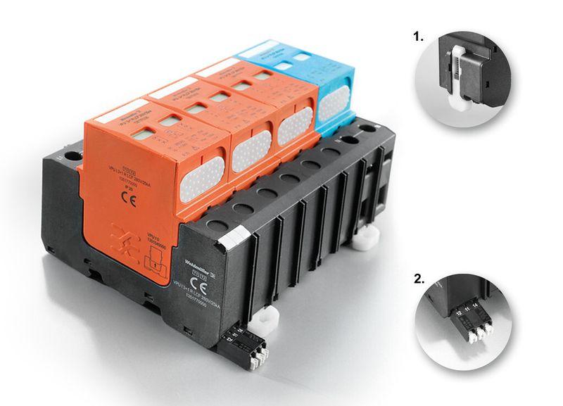Die Überspannungsschutzgeräte VPU Typ 1 besitzen einen Überspannungsschutz in Varistor-Gasableiter-Technologie. (Bild: Weidmüller)