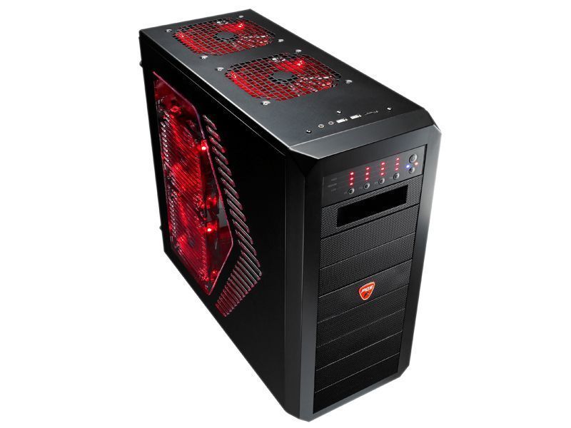 Das PC-Gehäuse RS-9 Red Devil von Aerocool ist innen rot lackiert, auf Wunsch beleuchten farblich dazu passende LEDs das transparente Seitenteil. (Archiv: Vogel Business Media)