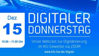 In der achten Staffel des digitalen Donnerstags des Kfz-Gewerbes Baden-Württemberg geht es um neue Geschäftsmodelle für das Autohaus. (Bild: Kfz-Gewerbe Baden-Württemberg)