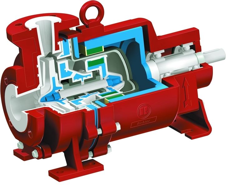 Ausgekleidete MNK-Pumpen von Richter Chemie-Technik sind oft eine Lösung bei sowohl korrosiven als auch abrasiven Medien.  (Bild: Richter Chemie-Technik)