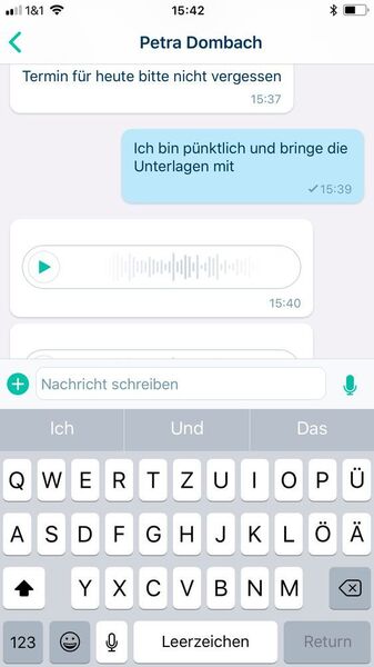 Nutzung von Ginlo über das Handy – mit Text und Sprachnachricht (Smartphone). (Dombach)