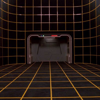 Ein leeres, inaktives Holodeck aus 