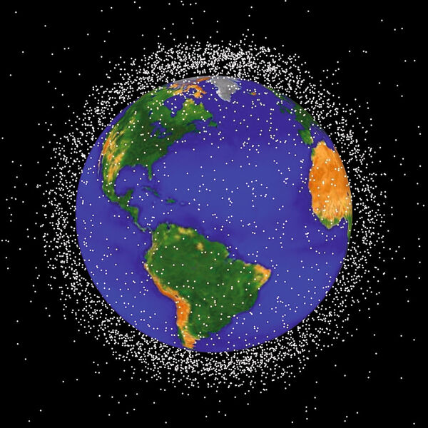 Représentation des débris spatiaux de moyenne et grande taille en orbite autour de la Terre. (Image: NASA) (Archiv: Vogel Business Media)
