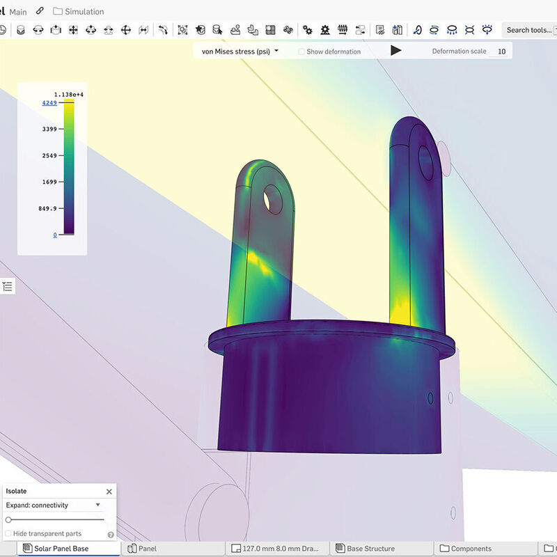 Onshape Simulation enables designers and engineers to perform finite element analysis (FEA) in a fast and simple way and to make informed design decisions with structural analysis throughout the product development process. 