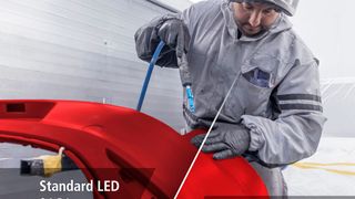 Die neue LED-Beleuchtung von Wolf Lackieranlagen verspricht eine deutlich bessere Lichtqualität für den Farbabgleich als Standard-LEDs. (Bild: Wolf Lackieranlagen)
