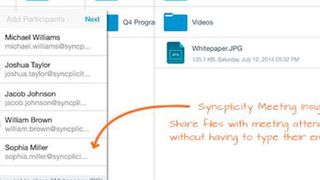 Ordner und einzelne Dateien schnell und gezielt Kollegen zur Verfügung stellen. Auch externe Mitarbeiter im Home-Office oder Teilnehmer an Videokonferenzen können die Inhalte unkompliziert erhalten. (Syncplicity)