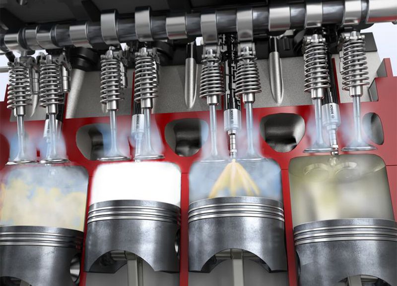 Moderne Common-Rail-Diesel setzen schon seit Jahren auf Direkteinspritzung. Parallel entwickelt sich die Direkteinspritzung auch bei Benzinern zum Standard. In Verbindung mit Downsizing und Turboaufladung reduziert die Benzindirekteinspritzung den Verbrauch und damit die CO2-Emission um rund zwölf Prozent. (Bild: Bosch)