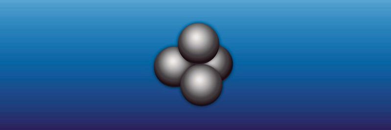 Künstlerische Darstellung eines Tetra-Neutrons. Zwei der Neutronen besetzen mit antiparallelem Spin das tiefste Orbital (0s_1/2). Die anderen beiden besetzen das nächsthöhere Orbital (0s_3/2). Künstlerische Darstellung eines Tetra-Neutrons. Zwei der Neutronen besetzen mit antiparallelem Spin das tiefste Orbital (0s_1/2). Die anderen beiden besetzen das nächsthöhere Orbital (0s_3/2).