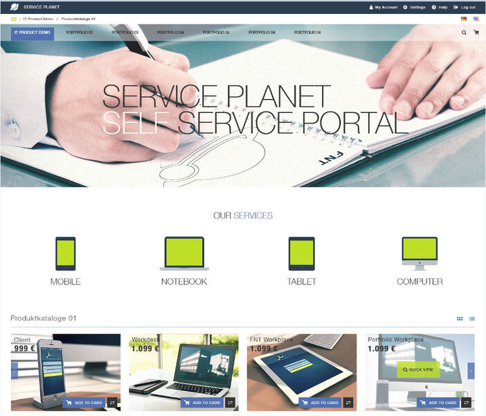 Für die Vermarktung der Business Servises bietet das FNT-Tool eine Self-Service-Portal. (Bild: FNT)