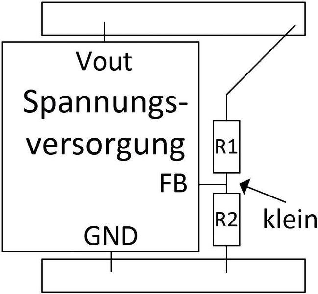 Bild 2: Beispiel einer sinnvollen Platzierung des Widerstandsteilers einer Spannungsversorgung (Analog Devices)