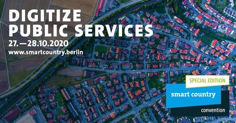 Smart Country Convention     Die Smart Country Convention ist Deutschlands Leitmesse für die digitale Transformation des Public Sector. Nationale und internationale Unternehmen, Institutionen, Organisationen, Behörden und Verbände präsentieren ihre smarten Konzepte und innovativen Lösungen für eine digitale Verwaltung und Smart Cities. Die diesjährige Smart Country Convention ist eine Sonderedition – das Event findet virtuell statt und dient als digitaler Treffunkt für den Public Sector. Das Programm beitet zahlreiche Möglichkeiten für einen Austausch und Networking zu den Themen E-Government und Smart City. Die Übertragung der Vorträge findet live aus Berlin statt. Wann: 27. - 28. Oktober 2020, virtuell.    Mehr unter: 