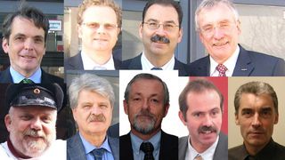 Die Hauptakteuere des Leitfaden für bleifreie Aufbau- und Verbindungstechnik: Peter Trunz - ZVEI, Thomas Lauer - Cassidian Electronics – An EADS Company, Klaus Wilke - Siemens, Reiner W. Kühl - VISHAY BCcomponents BEYSCHLAG, Dr. Friedrich-Wilhelm Wulfert - Freescale, Bodo Eilken - Infineon, Prof. Dr. Hans Jürgen Albrecht - Siemens, Bernd Enser - Sanmina-SCI, und Walter Huck - Murata (Archiv: Vogel Business Media)