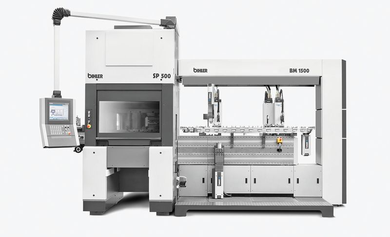 Eine Maschinenkombination aus Servopresse SP 500 und Bimeric-Plattform bietet das Servoproduktions- und Montagesystem Bimeric SP. (Bild: Bihler)