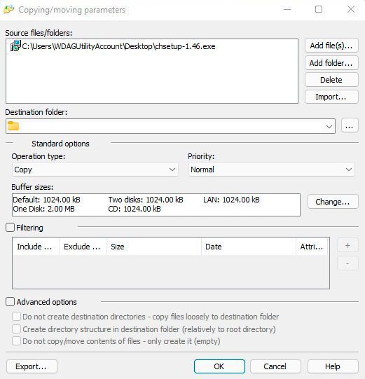 Vor dem Kopieren oder Verschieben zeigt Copy Handler ein Fenster an, in dem sich die Einstellungen für jeden einzelnen Vorgang steuern lassen. (Joos/Copy Handler (Screenshot))