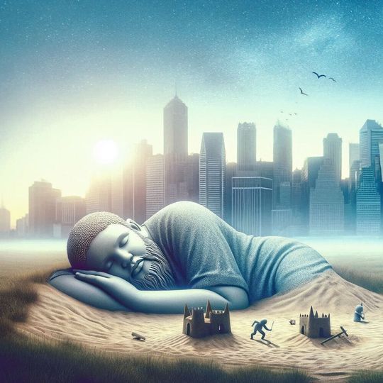 Der Riese schläft und die Welt um ihn verändert sich: Für die komplexen Fragen der Unternehmen braucht es neue Managementkompetenzen.(Bild:  DALL-E)