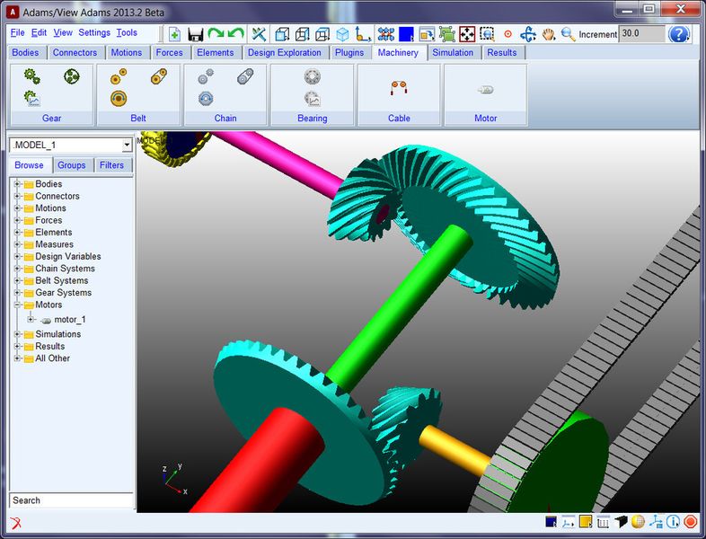 Simulation eines Hypoid-Getriebes, um die Lastverteilung des Antriebssystems zu berechnen. (Bild: MSC)