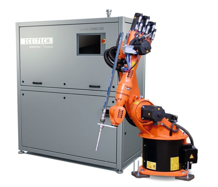 The Combi 120H combines dry ice pellet production and dry ice blasting into one system. (Cold Jet)
