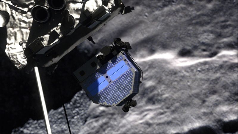 Die Landung auf 67P/Churjumov-Gerasimenko ermöglicht es den Wissenschaftlern erstmals Experimente vor Ort durchführen zu können. (Video-Still aus 