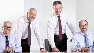 Einer fehlt zukünftig in der Runde – Jan Stoop hat seinen Hut genommen; (v.l.): Prof. Dr.-Ing. Dieter-Heinz Hellmann, Jan Stoop, Dr. Wolfgang Schmitt und Dr.-Ing. Peter Buthmann  (Bild: KSB)