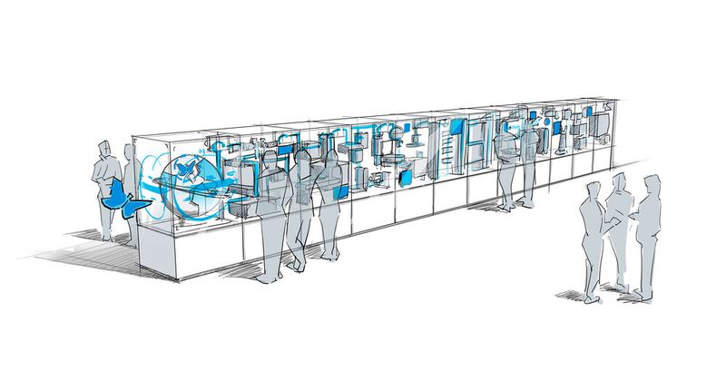 Zum 100-jährigen Firmenjubiläum konstruiert der Automatisierungsspezialist Festo eine außergewöhnliche Maschine, die erstmals auf der Hannover Messe präsentiert wird. Nach dem Prinzip einer Rube-Goldberg-Maschine stellt sie kein spezifisches Produkt her, sondern erzählt die Geschichte der Bewegung in der Automatisierungstechnik, die das Familienunternehmen maßgeblich beeinflusst hat. Hannover Messe 2025: Halle 7, Stand A32 (Bild: Festo)