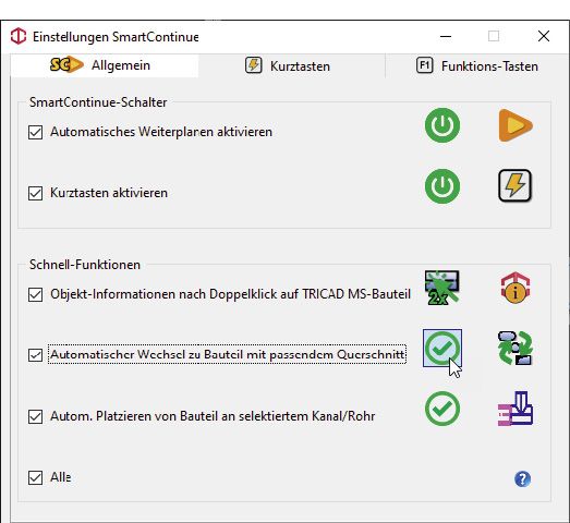 (SmartContinue-Funktion in TRICAD MS. Bild: Venturis IT)