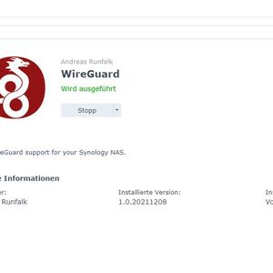 WireGuard lässt sich auf Synology-NAS-Systemen nach der Installation eines zusätzlichen Paketes betreiben.(Bild:  Joos - Synology- Jason A. Donenfeld / WireGuard)