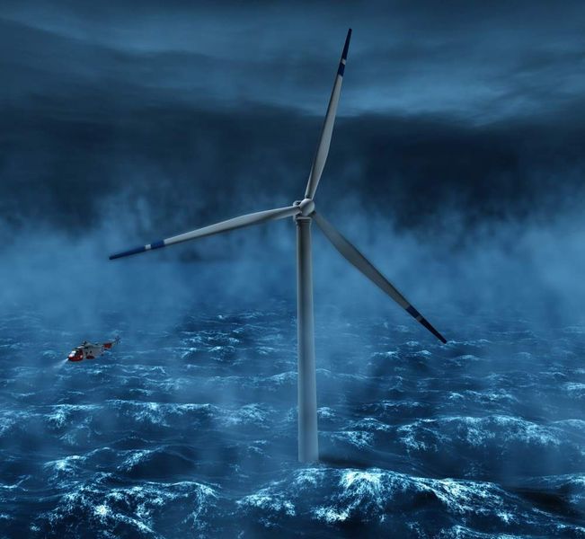 Elektronik regelt Anstellwinkel der Rotorblätter: Für den Test eines Prototyps ist Norwegen ideal, denn der Meeresboden fällt dort steil ab. Das Windrad soll 12 km vor dem Festland auf Position gehen, dort wo das Meer 200 m tief ist. Dank der einfachen Anker-Stahlseil-Konstruktion wird der Einsatz in großen Tiefen erst möglich. Eine massive Pfeiler-Lösung wäre spätestens ab 100 m Tiefe unerschwinglich. Damit das Windrad bei starkem Seegang nicht zu stark kippt und instabil wird, bauen Stiesdal und sein Team eine Elektronik für die Regelung ein. Damit lässt sich der Anstellwinkel der Rotorblätter und somit die gesamte Anströmung des Rads verändern. Die Windanlage kann so das Schwanken selbst ausgleichen. Der Strom selbst wird über ein Seekabel transportiert. Bild: StatoilHydro (Archiv: Vogel Business Media)