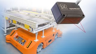 Um fahrerlose Transportsysteme (FTS) und autonome mobile Roboter (AMR) kollisionsfrei zu positionieren, empfiehlt Micro-Epsilon Lasersensoren der Reihe „OptoNCDT 1220“.  (Bild: Micro-Epsilon)