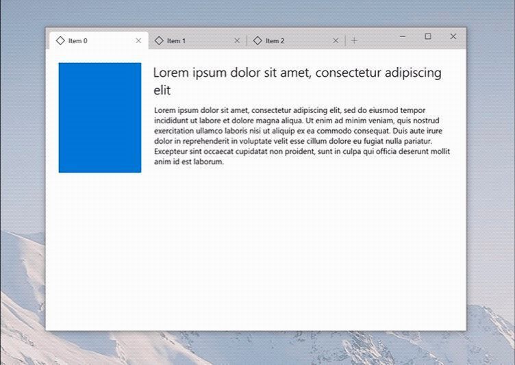 Die Windows UI Library 2.2 bringt nützliche Elemente für Apps mit, darunter beispielsweise die TabView Control. (Microsoft)