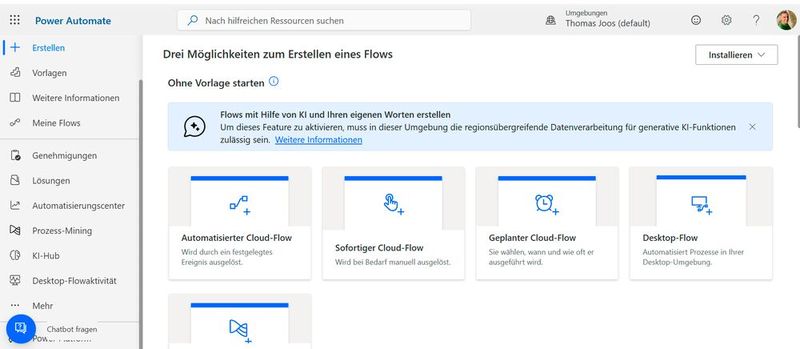Workflow erstellen in Power Automate. (Bild: Joos - Microsoft)